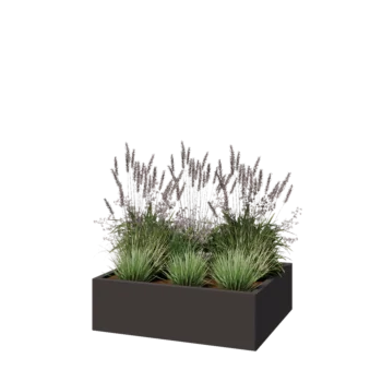 Jardinière en acier - Rectangle - 100 x 80 x 30 cm - Autre couleur RAL - Avec plaque de fond