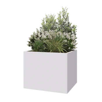 Jardinière en acier - Rectangle - 100 x 80 x 80 cm - RAL9010 mat (blanc) - Avec plaque de fond