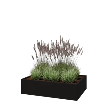 Jardinière en acier - Rectangle - 120 x 80 x 30 cm - RAL9005 mat (noir) - Avec plaque de fond