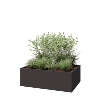 Jardinière en acier - Rectangle - 120 x 80 x 40 cm - Autre couleur RAL - Avec plaque de fond