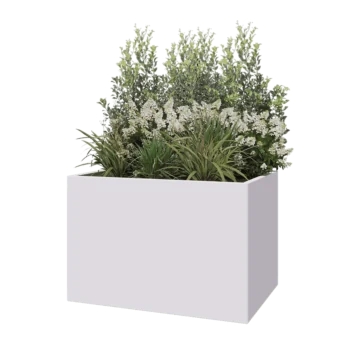 Jardinière en acier - Rectangle - 120 x 80 x 80 cm - RAL9010 mat (blanc) - Avec plaque de fond