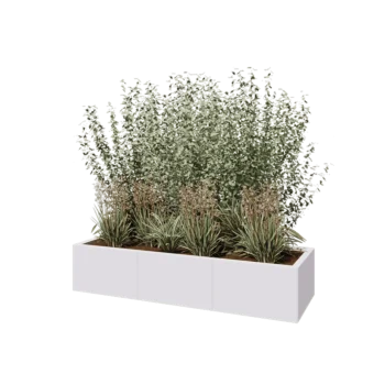 Jardinière XXL en acier - Rectangle - 150 x 50 x 30 cm - RAL9010 mat (blanc) - Sanc plaque de fond