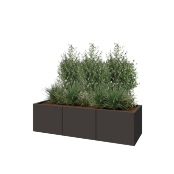 Jardinière XXL en acier - Rectangle - 150 x 50 x 40 cm - RAL7016 mat (gris anthracite) - Sanc plaque de fond