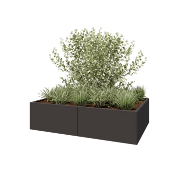 Jardinière XXL en acier - Rectangle - 160 x 100 x 40 cm - Autre couleur RAL - Sanc plaque de fond