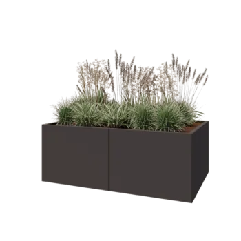 Jardinière XXL en acier - Rectangle - 160 x 100 x 60 cm - Autre couleur RAL - Sanc plaque de fond