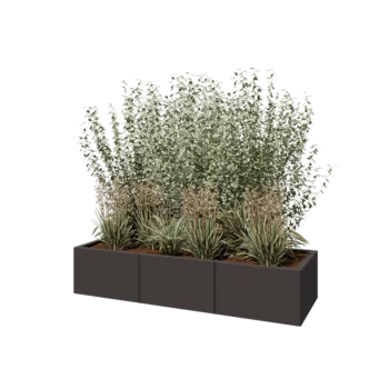 Jardinière XXL en acier - Rectangle - 160 x 80 x 30 cm - Autre couleur RAL - Avec plaque de fond