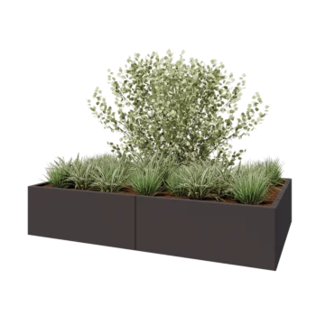 Jardinière XXL en acier - Rectangle - 200 x 120 x 40 cm - Autre couleur RAL - Avec plaque de fond