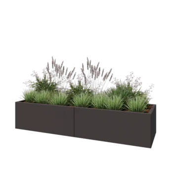 Jardinière XXL en acier - Rectangle - 200 x 60 x 40 cm - Autre couleur RAL - Avec plaque de fond