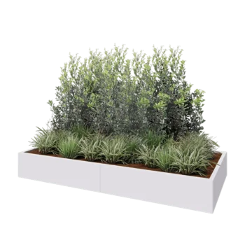 Jardinière XXL en acier - Rectangle - 240 x 100 x 30 cm - RAL9010 mat (blanc) - Sanc plaque de fond