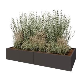 Jardinière XXL en acier - Rectangle - 240 x 100 x 40 cm - Autre couleur RAL - Sanc plaque de fond