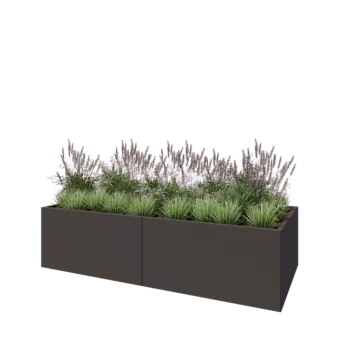 Jardinière XXL en acier - Rectangle - 240 x 100 x 60 cm - RAL7016 mat (gris anthracite) - Avec plaque de fond