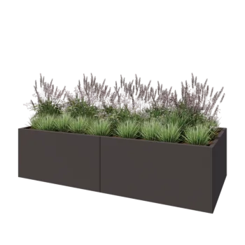 Jardinière XXL en acier - Rectangle - 240 x 100 x 60 cm - Autre couleur RAL - Avec plaque de fond