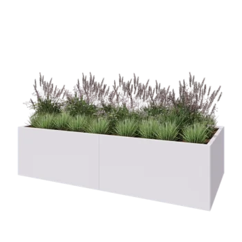 Jardinière XXL en acier - Rectangle - 240 x 100 x 60 cm - RAL9010 mat (blanc) - Sanc plaque de fond