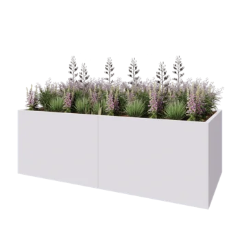 Jardinière XXL en acier - Rectangle - 240 x 100 x 80 cm - RAL9010 mat (blanc) - Avec plaque de fond