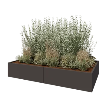 Jardinière XXL en acier - Rectangle - 240 x 120 x 40 cm - Autre couleur RAL - Sanc plaque de fond