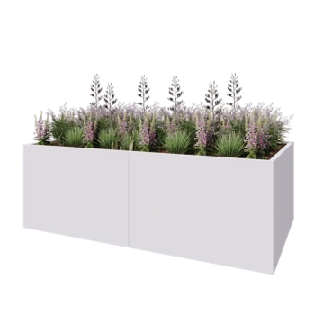 Jardinière XXL en acier - Rectangle - 240 x 120 x 80 cm - RAL9010 mat (blanc) - Sanc plaque de fond