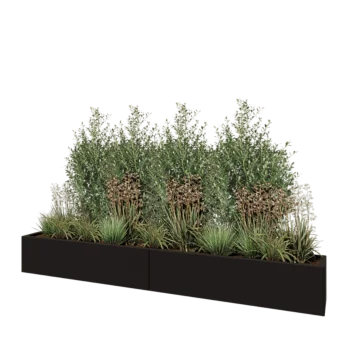 Jardinière XXL en acier - Rectangle - 240 x 30 x 30 cm - RAL9005 mat (noir) - Avec plaque de fond