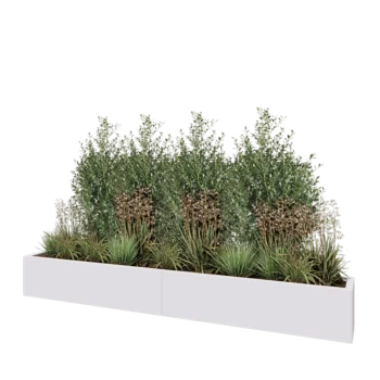 Jardinière XXL en acier - Rectangle - 240 x 30 x 30 cm - RAL9010 mat (blanc) - Avec plaque de fond