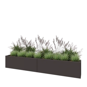 Jardinière XXL en acier - Rectangle - 240 x 30 x 40 cm - RAL7016 mat (gris anthracite) - Avec plaque de fond
