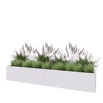 Jardinière XXL en acier - Rectangle - 240 x 30 x 40 cm - RAL9010 mat (blanc) - Avec plaque de fond