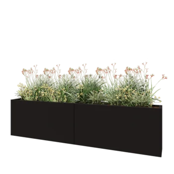 Jardinière XXL en acier - Rectangle - 240 x 30 x 60 cm - RAL9005 mat (noir) - Sanc plaque de fond