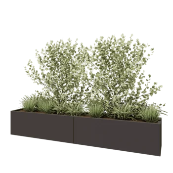 Jardinière XXL en acier - Rectangle - 240 x 40 x 40 cm - RAL7016 mat (gris anthracite) - Sanc plaque de fond