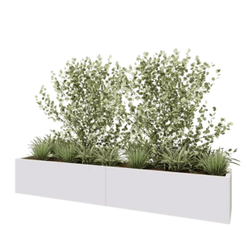 Jardinière XXL en acier - Rectangle - 240 x 40 x 40 cm - RAL9010 mat (blanc) - Sanc plaque de fond