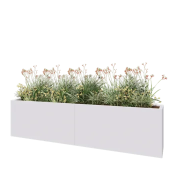 Jardinière XXL en acier - Rectangle - 240 x 40 x 60 cm - RAL9010 mat (blanc) - Sanc plaque de fond