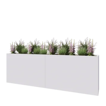 Jardinière XXL en acier - Rectangle - 240 x 40 x 80 cm - RAL9010 mat (blanc) - Sanc plaque de fond
