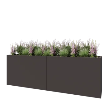 Jardinière XXL en acier - Rectangle - 240 x 50 x 80 cm - RAL7016 mat (gris anthracite) - Sanc plaque de fond