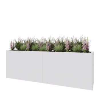 Jardinière XXL en acier - Rectangle - 240 x 50 x 80 cm - RAL9010 mat (blanc) - Sanc plaque de fond