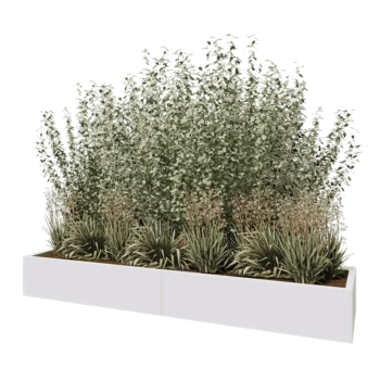 Jardinière XXL en acier - Rectangle - 240 x 60 x 30 cm - RAL9010 mat (blanc) - Sanc plaque de fond