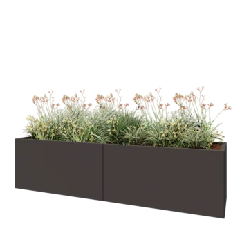 Jardinière XXL en acier - Rectangle - 240 x 60 x 60 cm - RAL7016 mat (gris anthracite) - Sanc plaque de fond