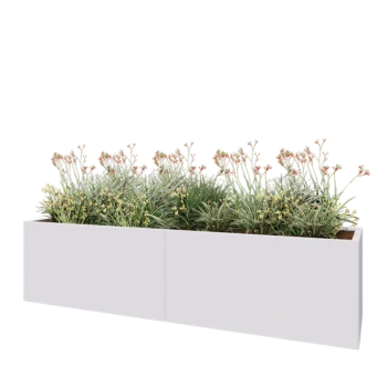 Jardinière XXL en acier - Rectangle - 240 x 60 x 60 cm - RAL9010 mat (blanc) - Sanc plaque de fond