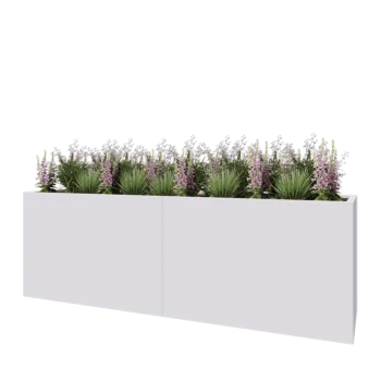 Jardinière XXL en acier - Rectangle - 240 x 60 x 80 cm - RAL9010 mat (blanc) - Sanc plaque de fond