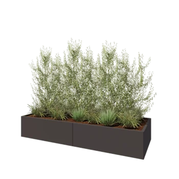 Jardinière XXL en acier - Rectangle - 240 x 80 x 40 cm - RAL7016 mat (gris anthracite) - Avec plaque de fond