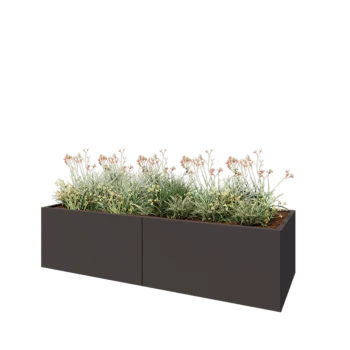 Jardinière XXL en acier - Rectangle - 240 x 80 x 60 cm - RAL7016 mat (gris anthracite) - Sanc plaque de fond