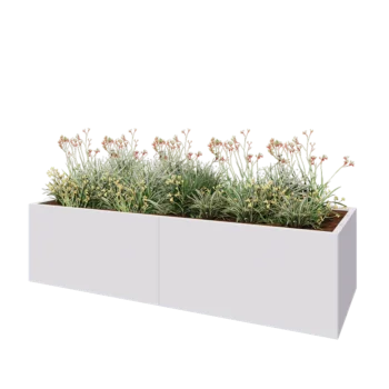Jardinière XXL en acier - Rectangle - 240 x 80 x 60 cm - RAL9010 mat (blanc) - Sanc plaque de fond