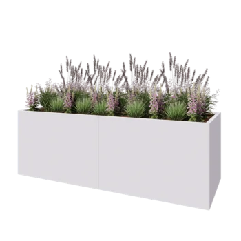Jardinière XXL en acier - Rectangle - 240 x 80 x 80 cm - RAL9010 mat (blanc) - Avec plaque de fond
