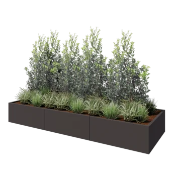 Jardinière XXL en acier - Rectangle - 300 x 100 x 40 cm - RAL7016 mat (gris anthracite) - Avec plaque de fond