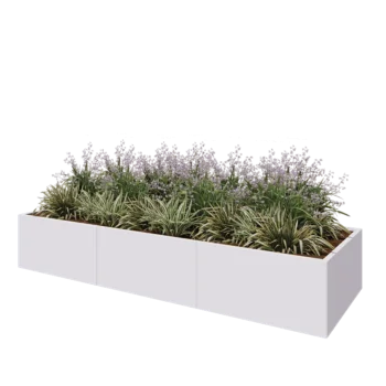 Jardinière XXL en acier - Rectangle - 300 x 100 x 50 cm - RAL9010 mat (blanc) - Sanc plaque de fond