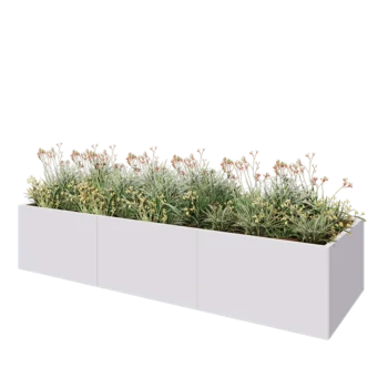 Jardinière XXL en acier - Rectangle - 300 x 100 x 60 cm - RAL9010 mat (blanc) - Avec plaque de fond