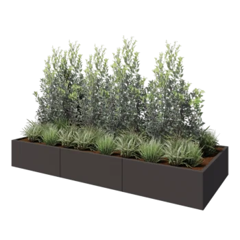 Jardinière XXL en acier - Rectangle - 300 x 120 x 40 cm - RAL7016 mat (gris anthracite) - Sanc plaque de fond