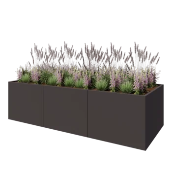 Jardinière XXL en acier - Rectangle - 300 x 120 x 80 cm - Autre couleur RAL - Avec plaque de fond