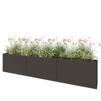 Jardinière XXL en acier - Rectangle - 300 x 30 x 60 cm - RAL7016 mat (gris anthracite) - Avec plaque de fond