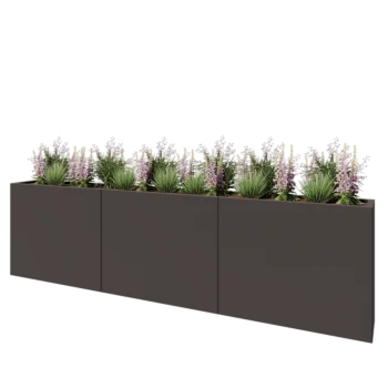 Jardinière XXL en acier - Rectangle - 300 x 30 x 80 cm - RAL7016 mat (gris anthracite) - Avec plaque de fond