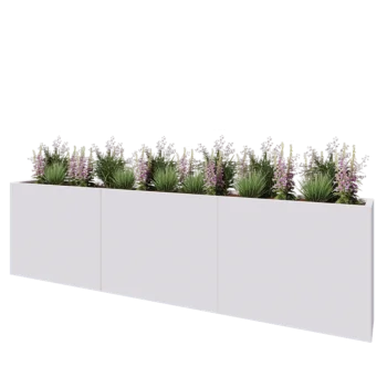 Jardinière XXL en acier - Rectangle - 300 x 30 x 80 cm - RAL9010 mat (blanc) - Avec plaque de fond