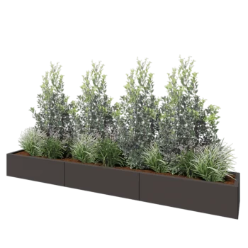 Jardinière XXL en acier - Rectangle - 300 x 40 x 30 cm - RAL7016 mat (gris anthracite) - Sanc plaque de fond