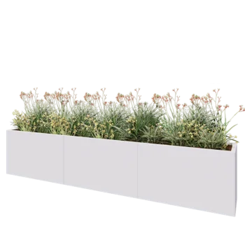 Jardinière XXL en acier - Rectangle - 300 x 40 x 60 cm - RAL9010 mat (blanc) - Sanc plaque de fond
