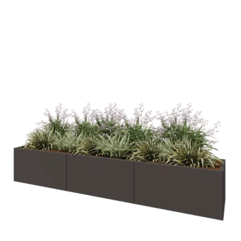 Jardinière XXL en acier - Rectangle - 300 x 50 x 50 cm - RAL7016 mat (gris anthracite) - Avec plaque de fond
